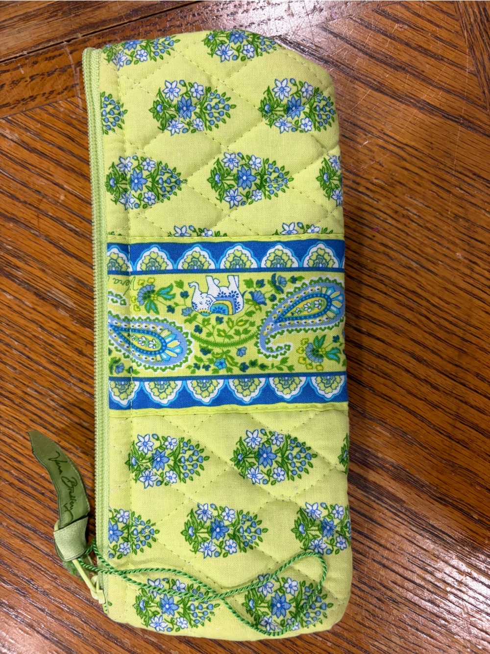 Vera Bradley Lime Green Floral Quilted pencil case
